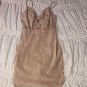 Beige suade bodycon dress